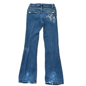 Y2K Hannah Montana Girls Flared Jeans Gold Embellished Size 10